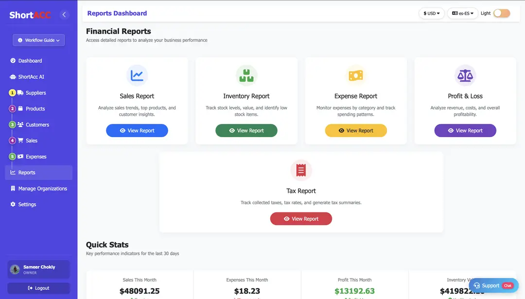 ShortAcc Financial Reports